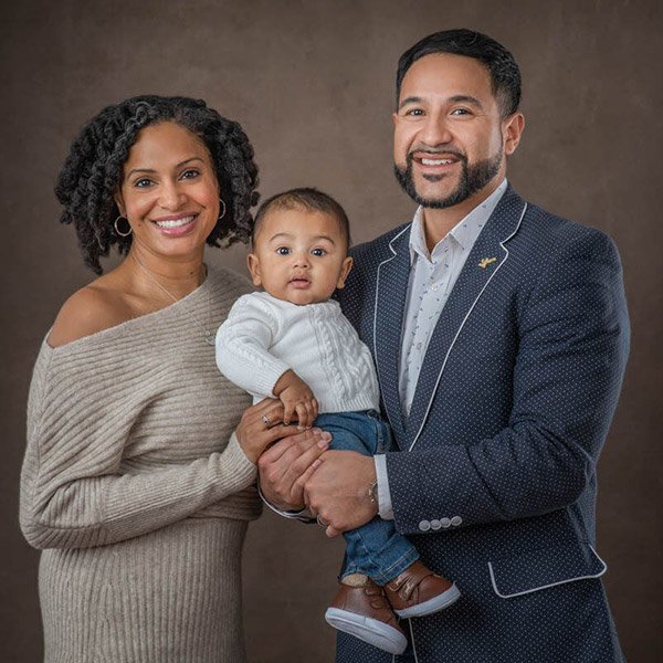 family-portrait-studio-session Family portrait session in studio bloomfield hills. Mom, dad and a small child