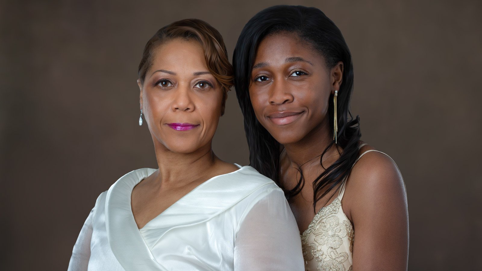 Mother and daughter studio portrait. Taken as a mothers day gift
