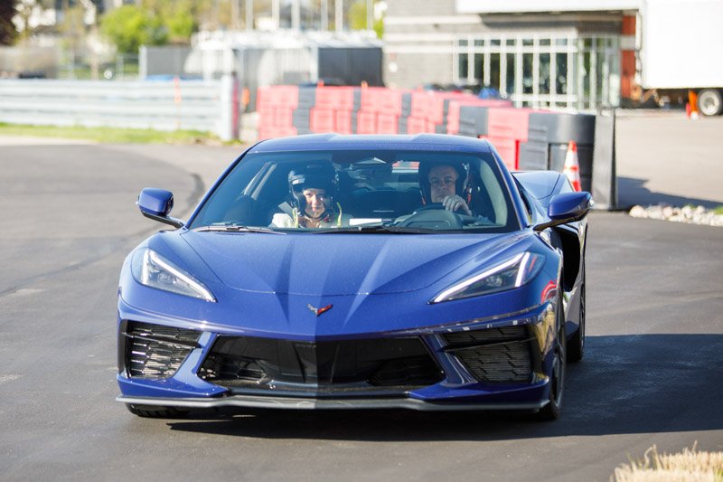 Racing car drives at M1 Concourse Pontiac. 