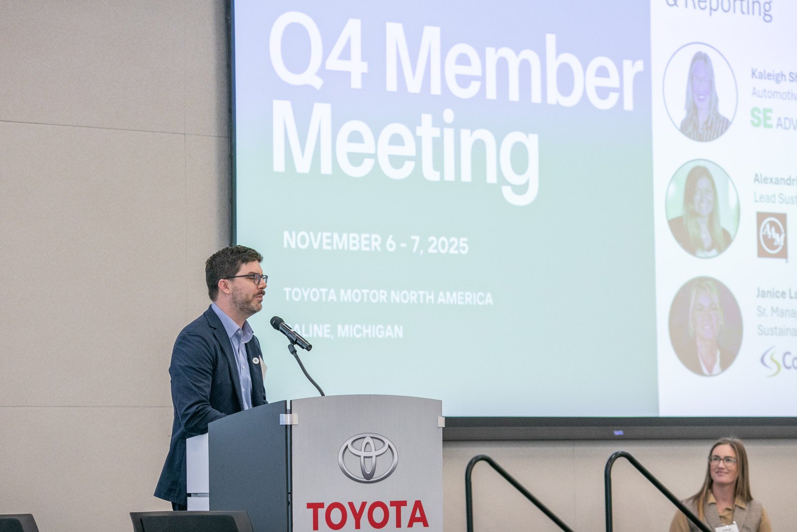 Corporate conference speaker presenting at Toyota Motor North America headquarters in Saline Michigan