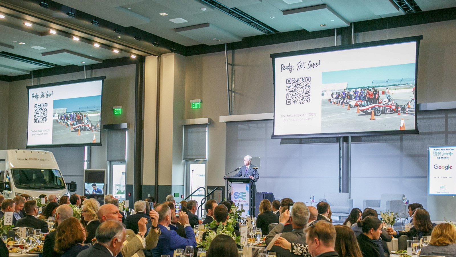 Keynote presentation during a large corporate conference in Pontiac M1 Racetrack Detroit