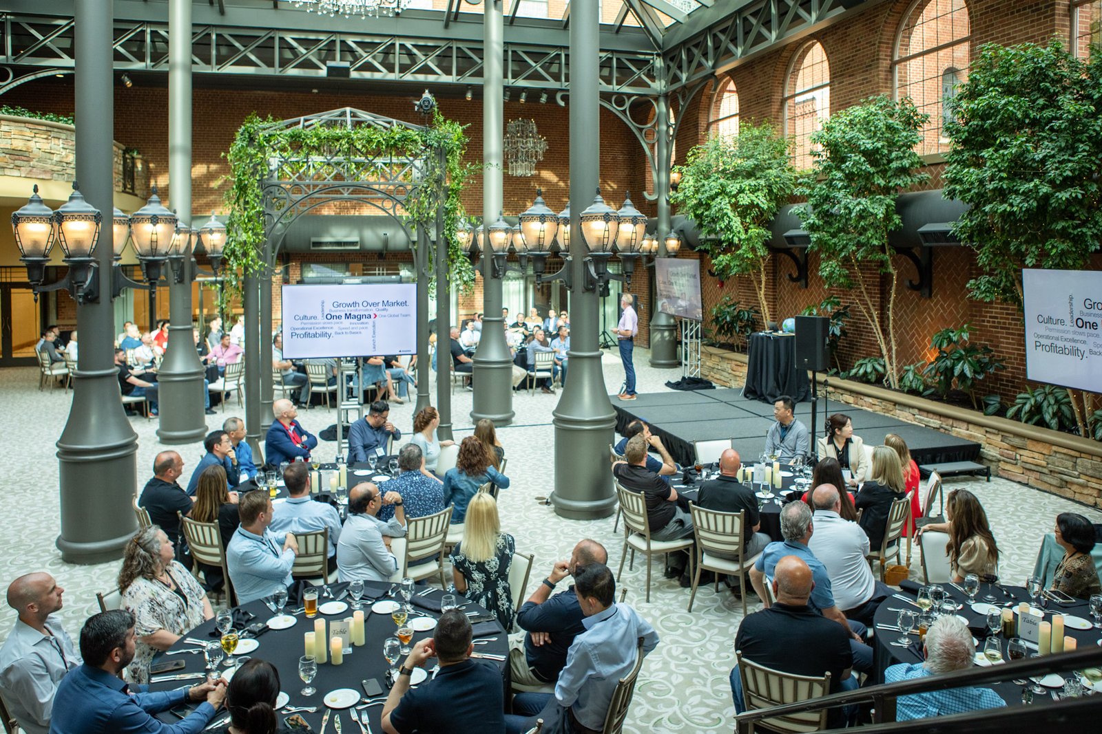 Wide view of attendees during a corporate conference at Saint John's Resort.