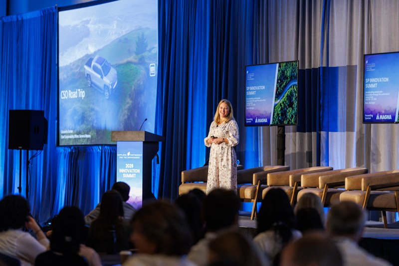 Keynote speaker presenting on stage at the SP Innovation Summit