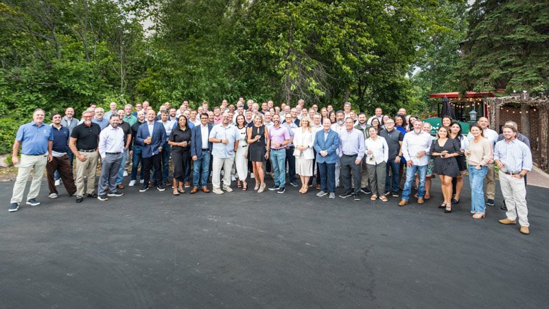 Large corporate group photo during The Ally Challenge in Michigan