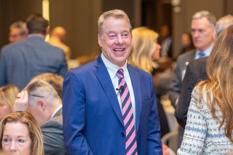Bill Ford speaking with guests during the Detroit Free Press Breakfast Club at The Daxton
