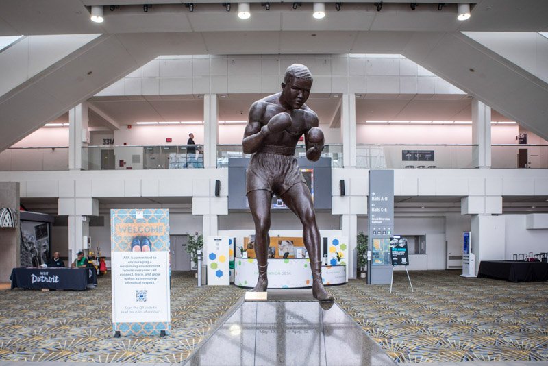 Joe Louis boxing legend statue at Huntington Place, Detroit, Michigan